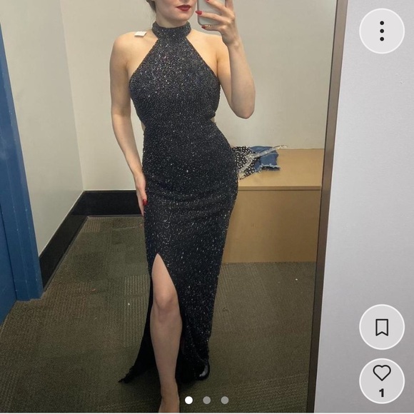 Cache Glittering Black Prom Dress - Picture 1 of 6